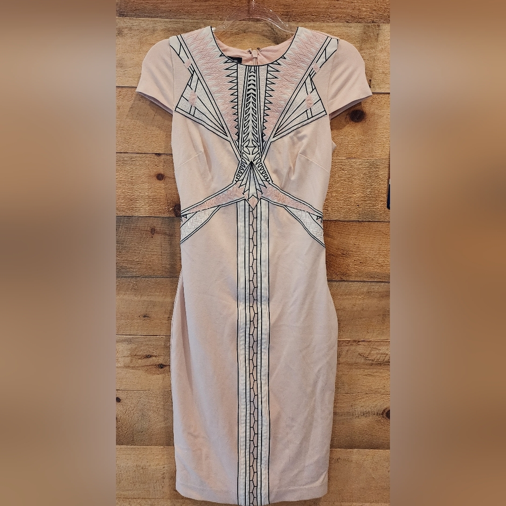 bebe Elegant Pink Geometric Sheath Dress